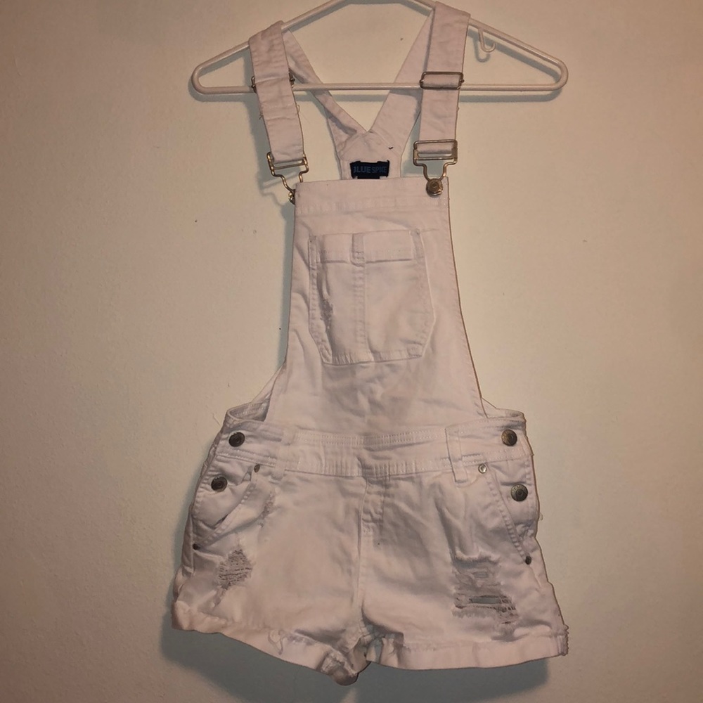 White shirt overalls